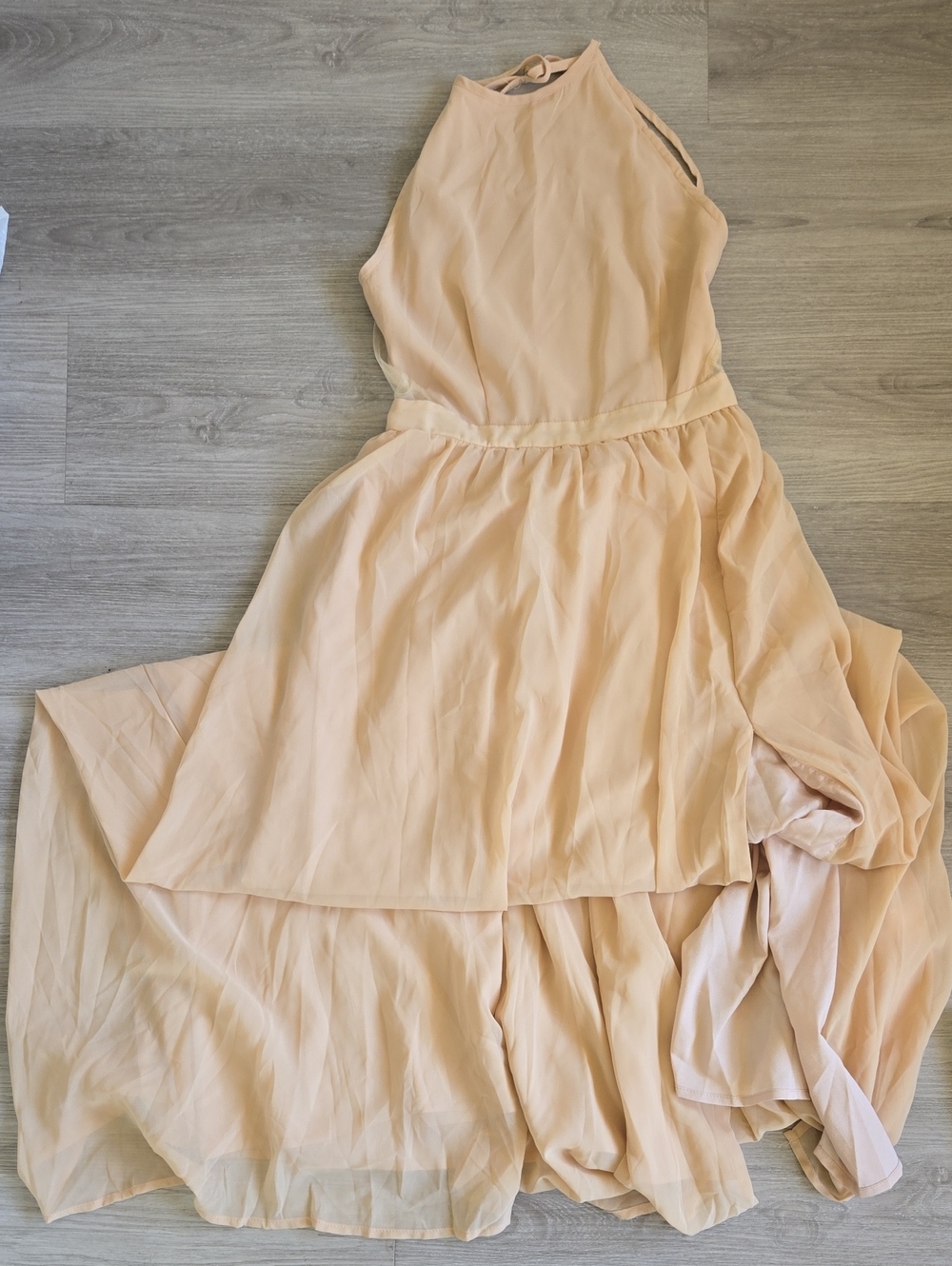 SHEIN Pale Peach High-Low Halter Maxi Dress